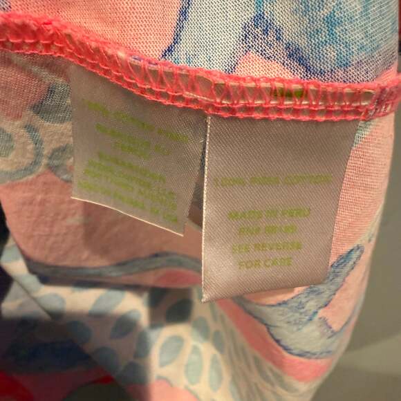 Lilly Pulitzer Pink Blue Aqua Print Cotton Racerback Swing Dress Size Small - Picture 3 of 4
